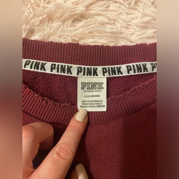 PINK Victoria’s Secret Women’s Size Large Maroon Sweatshirt - Well-Loved! - Picture 2 of 10
